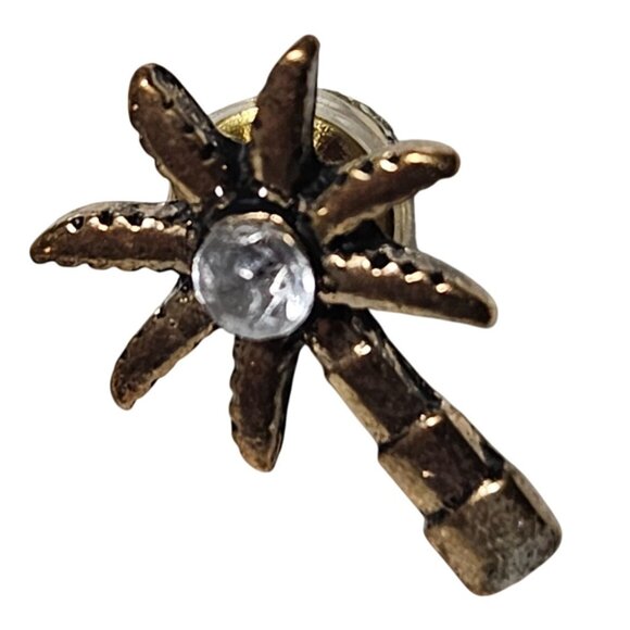 Elegant Gold Tone Palm Tree Clear Crystal Stud Earrings Fashion Jewelry Women - Picture 2 of 4